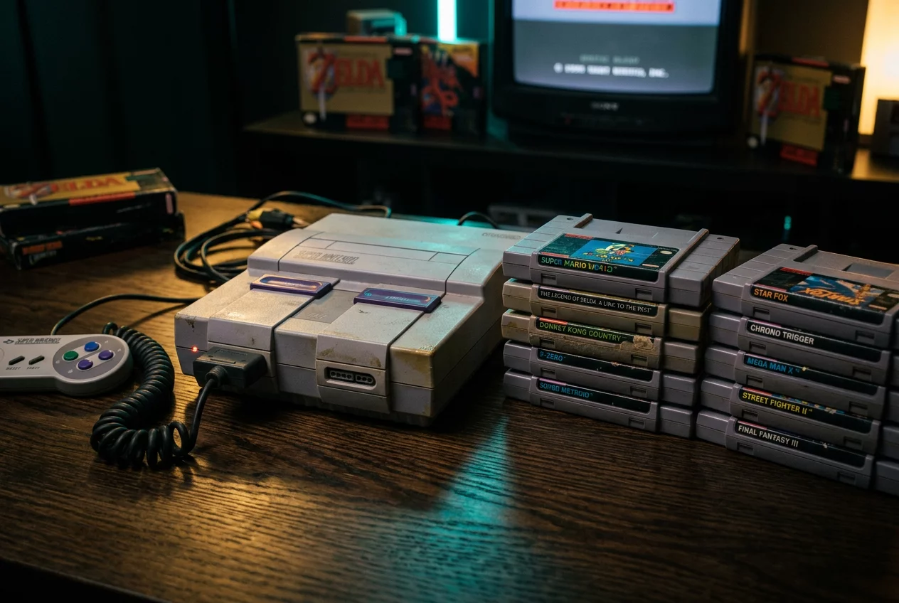 Classic 16-bit gaming setup